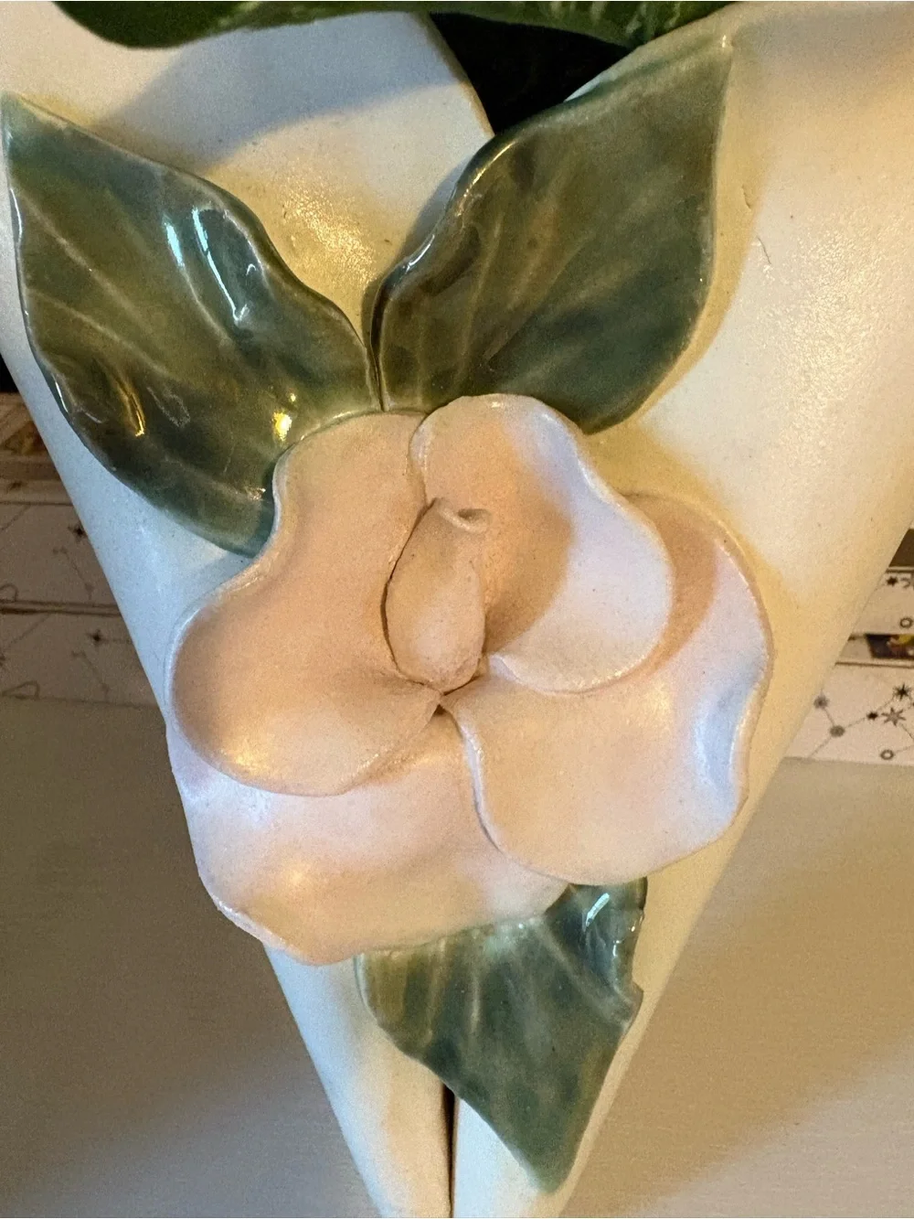 Ceramic Wall Pocket Planter Pair with Pink Flower Accent